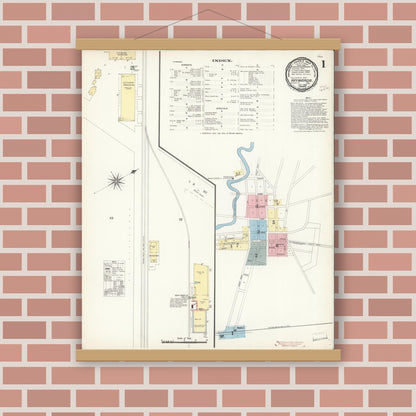Old map wall art mockup — magnetic wood frame on brick wall — Sanborn Fire Insurance Map from Hayward, Alameda County, California (1896) - Complete Map Set
