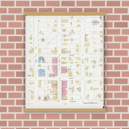 Old map wall art mockup — magnetic wood frame on brick wall — Sanborn Fire Insurance Map from Viroqua, Vernon County, Wisconsin (1900), Sheet #0003