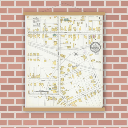 Old map wall art mockup — magnetic wood frame on brick wall — Sanborn Fire Insurance Map from Miners Mills, Luzerne County, Pennsylvania (1903) - Complete Map Set