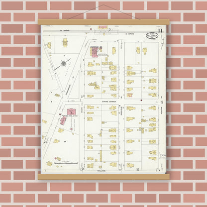 Old map wall art mockup — magnetic wood frame on brick wall — Sanborn Fire Insurance Map from Palmyra, Burlington County, New Jersey (1911), Sheet #0011