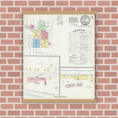 Old map wall art mockup — magnetic wood frame on brick wall — Sanborn Fire Insurance Map from Fairport, Monroe County, New York (1898) - Complete Map Set