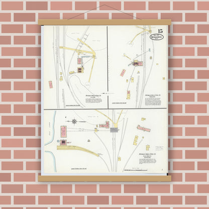 Old map wall art mockup — magnetic wood frame on brick wall — Sanborn Fire Insurance Map from Negaunee, Marquette County, Michigan (1911), Sheet #0015