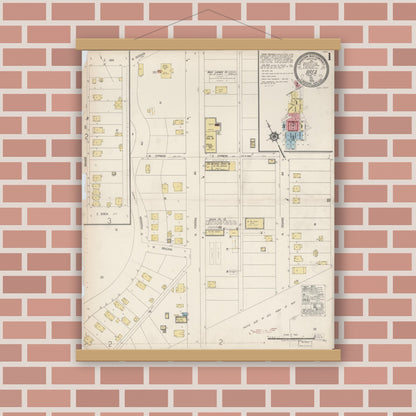 Old map wall art mockup — magnetic wood frame on brick wall — Sanborn Fire Insurance Map from Brea, Orange County, California (1920) - Complete Map Set