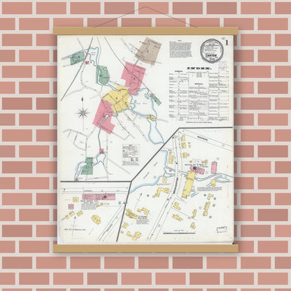 Old map wall art mockup — magnetic wood frame on brick wall — Sanborn Fire Insurance Map from Canton, Norfolk County, Massachusetts (1901) - Complete Map Set