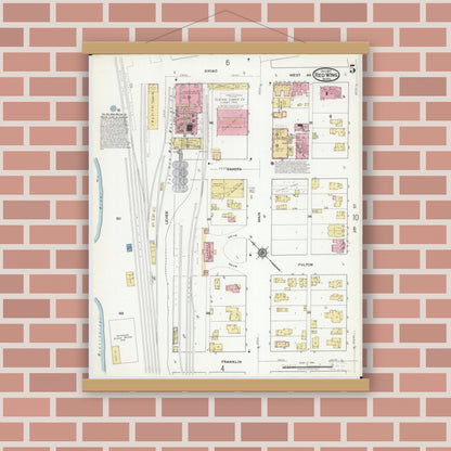 Old map wall art mockup — magnetic wood frame on brick wall — Sanborn Fire Insurance Map from Red Wing, Goodhue County, Minnesota (1917), Sheet #0005