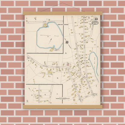 Old map wall art mockup — magnetic wood frame on brick wall — Sanborn Fire Insurance Map from Spencer, Worcester County, Massachusetts (1922), Sheet #0010