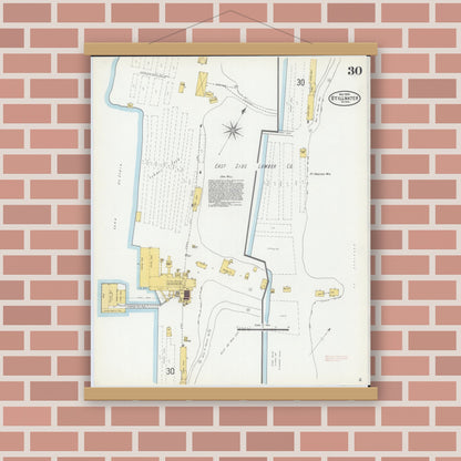 Old map wall art mockup — magnetic wood frame on brick wall — Sanborn Fire Insurance Map from Stillwater, Washington County, Minnesota (1904), Sheet #0030