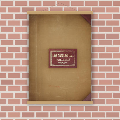 Old map wall art mockup — magnetic wood frame on brick wall — Sanborn Fire Insurance Map from Los Angeles, Los Angeles County, California (1950), Sheet #0001