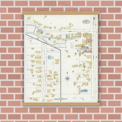 Old map wall art mockup — magnetic wood frame on brick wall — Sanborn Fire Insurance Map from New Berlin, Chenango County, New York (1899), Sheet #0003