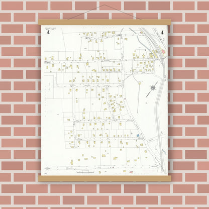 Old map wall art mockup — magnetic wood frame on brick wall — Sanborn Fire Insurance Map from Cohasset, Norfolk County, Massachusetts (1935), Sheet #0004