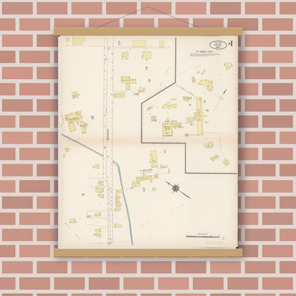 Old map wall art mockup — magnetic wood frame on brick wall — Sanborn Fire Insurance Map from Hilo, Hawaii County, Hawaii (1914), Sheet #0004