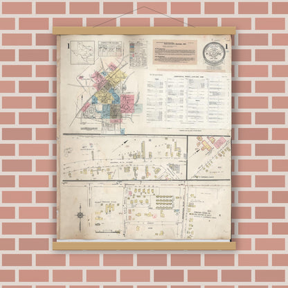 Old map wall art mockup — magnetic wood frame on brick wall — Sanborn Fire Insurance Map from Kilgore, Gregg County, Texas (1950) - Complete Map Set
