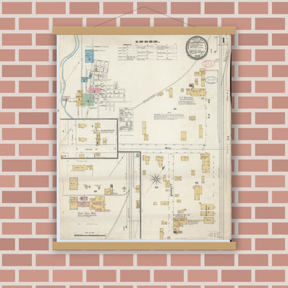Old map wall art mockup — magnetic wood frame on brick wall — Sanborn Fire Insurance Map from Port Allegany, McKean County, Pennsylvania (1897) - Complete Map Set