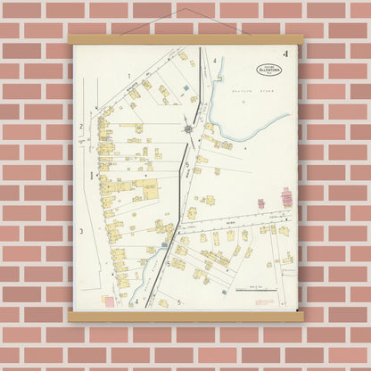Old map wall art mockup — magnetic wood frame on brick wall — Sanborn Fire Insurance Map from Allentown, Monmouth County, New Jersey (1910), Sheet #0004