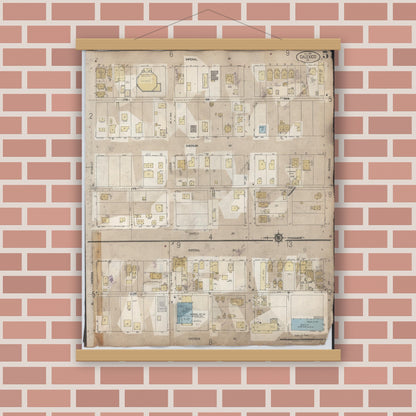 Old map wall art mockup — magnetic wood frame on brick wall — Sanborn Fire Insurance Map from Calexico, Imperial County, California (1956), Sheet #0005