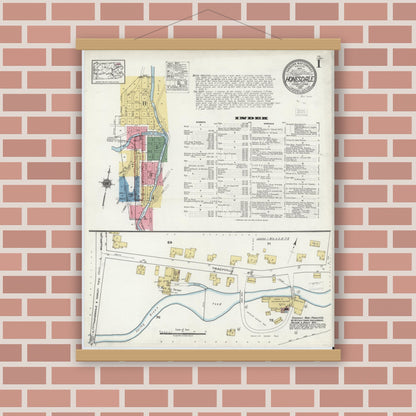 Old map wall art mockup — magnetic wood frame on brick wall — Sanborn Fire Insurance Map from Honesdale, Wayne County, Pennsylvania (1920) - Complete Map Set