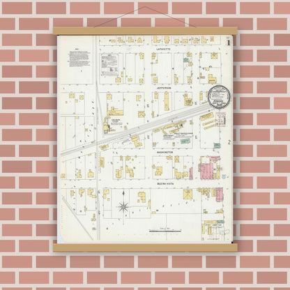 Old map wall art mockup — magnetic wood frame on brick wall — Sanborn Fire Insurance Map from Kansas, Edgar County, Illinois (1899) - Complete Map Set