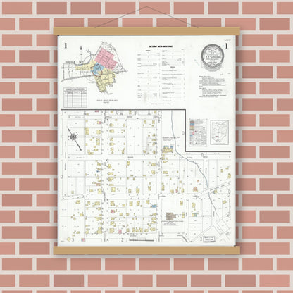 Old map wall art mockup — magnetic wood frame on brick wall — Sanborn Fire Insurance Map from Leesburg, Highland County, Ohio (1948) - Complete Map Set