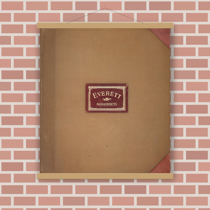 Old map wall art mockup — magnetic wood frame on brick wall — Sanborn Fire Insurance Map from Everett, Middlesex County, Massachusetts (1950), Sheet #0001
