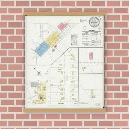 Old map wall art mockup — magnetic wood frame on brick wall — Sanborn Fire Insurance Map from Doylestown, Wayne County, Ohio (1902) - Complete Map Set