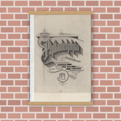 Old map wall art mockup — magnetic wood frame on brick wall — Sanborn Fire Insurance Map from Philadelphia, Philadelphia County, Pennsylvania (1921), Sheet #0001