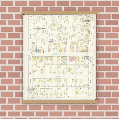 Old map wall art mockup — magnetic wood frame on brick wall — Sanborn Fire Insurance Map from Stanley, Chippewa County, Wisconsin (1912), Sheet #0003