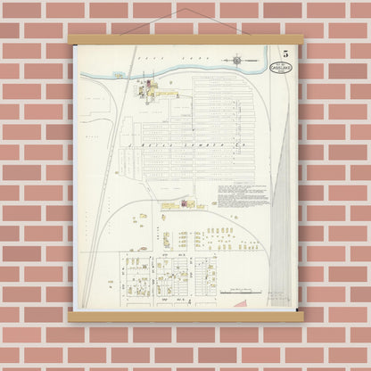Old map wall art mockup — magnetic wood frame on brick wall — Sanborn Fire Insurance Map from Cass Lake, Cass County, Minnesota (1913), Sheet #0005