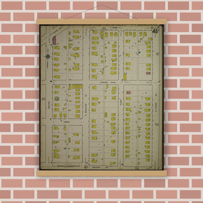 Old map wall art mockup — magnetic wood frame on brick wall — Sanborn Fire Insurance Map from Kenosha, Kenosha County, Wisconsin. (1918), Sheet 50