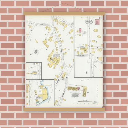 Old map wall art mockup — magnetic wood frame on brick wall — Sanborn Fire Insurance Map from Marblehead, Essex County, Massachusetts (1901), Sheet #0011