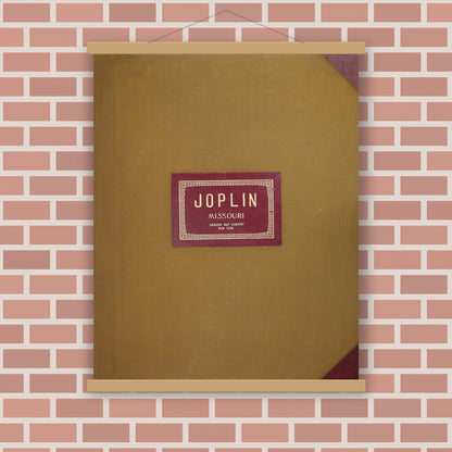 Old map wall art mockup — magnetic wood frame on brick wall — Sanborn Fire Insurance Map from Joplin, Jasper County, Missouri (1950), Sheet #0001