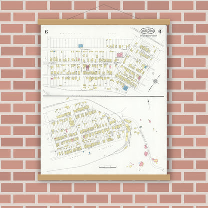 Old map wall art mockup — magnetic wood frame on brick wall — Sanborn Fire Insurance Map from Mauch Chunk, Carbon County, Pennsylvania (1930), Sheet #0006