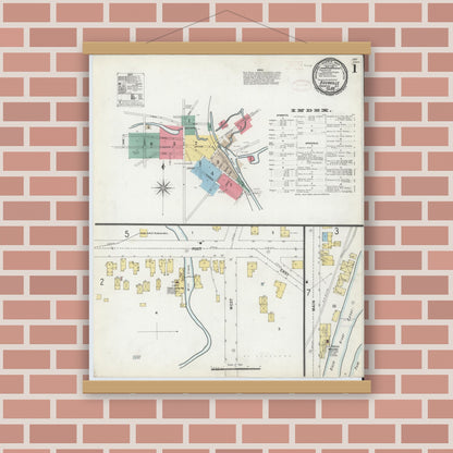 Old map wall art mockup — magnetic wood frame on brick wall — Sanborn Fire Insurance Map from Boonville, Oneida County, New York (1899) - Complete Map Set