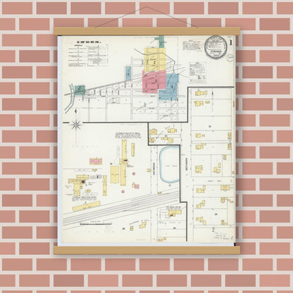 Old map wall art mockup — magnetic wood frame on brick wall — Sanborn Fire Insurance Map from Stryker, Williams County, Ohio (1899) - Complete Map Set
