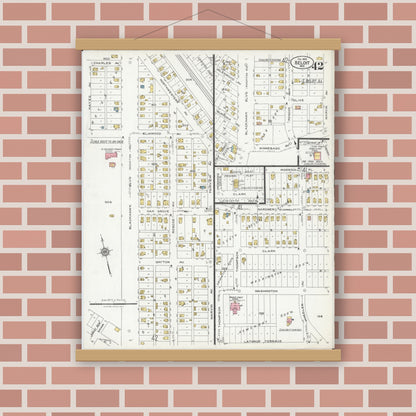 Old map wall art mockup — magnetic wood frame on brick wall — Sanborn Fire Insurance Map from Beloit, Rock County, Wisconsin (1926), Sheet #0042