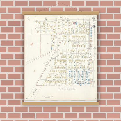 Old map wall art mockup — magnetic wood frame on brick wall — Sanborn Fire Insurance Map from Osborn, Greene County, Ohio (1943), Sheet #0003