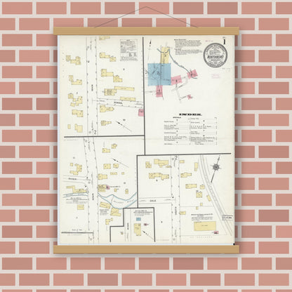 Old map wall art mockup — magnetic wood frame on brick wall — Sanborn Fire Insurance Map from Northboro, Worcester County, Massachusetts (1910) - Complete Map Set
