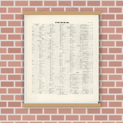 Old map wall art mockup — magnetic wood frame on brick wall — Sanborn Fire Insurance Map from Pittsburgh, Allegheny County, Pennsylvania (1893), Sheet #0001