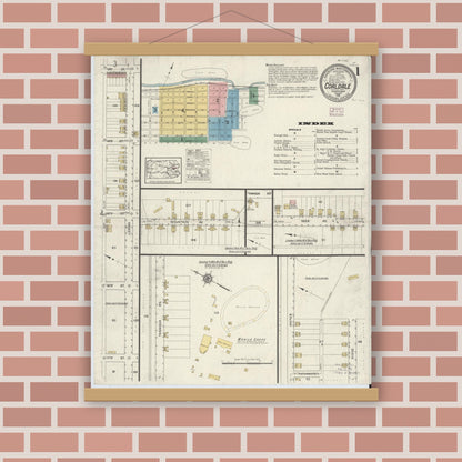 Old map wall art mockup — magnetic wood frame on brick wall — Sanborn Fire Insurance Map from Coaldale, Schuylkill County, Pennsylvania (1916), Sheet #0001