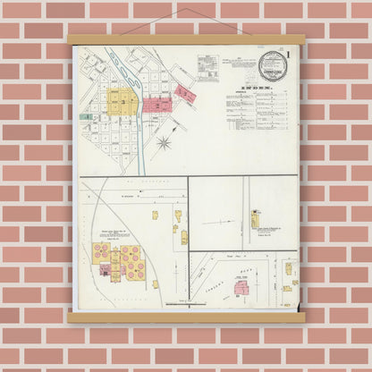 Old map wall art mockup — magnetic wood frame on brick wall — Sanborn Fire Insurance Map from Grand Ledge, Eaton County, Michigan (1900) - Complete Map Set