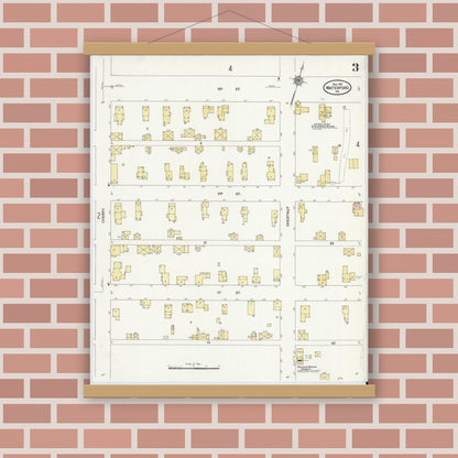 Old map wall art mockup — magnetic wood frame on brick wall — Sanborn Fire Insurance Map from Waterford, Erie County, Pennsylvania (1911), Sheet #0003