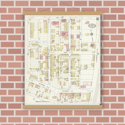 Old map wall art mockup — magnetic wood frame on brick wall — Sanborn Fire Insurance Map from Duquesne, Allegheny County, Pennsylvania (1911), Sheet #0011