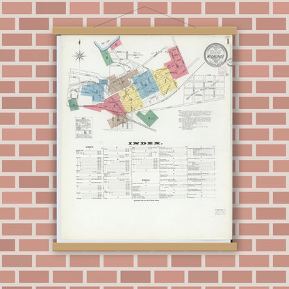 Old map wall art mockup — magnetic wood frame on brick wall — Sanborn Fire Insurance Map from Negaunee, Marquette County, Michigan (1902) - Complete Map Set