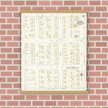 Old map wall art mockup — magnetic wood frame on brick wall — Sanborn Fire Insurance Map from Ida Grove, Ida County, Iowa (1915), Sheet #0004