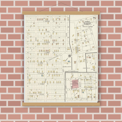 Old map wall art mockup — magnetic wood frame on brick wall — Sanborn Fire Insurance Map from Juniata, Blair County, Pennsylvania (1915), Sheet #0007