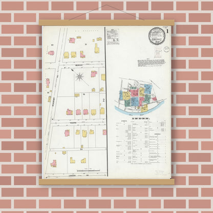 Old map wall art mockup — magnetic wood frame on brick wall — Sanborn Fire Insurance Map from Sewickley, Allegheny County, Pennsylvania (1900) - Complete Map Set