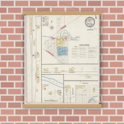 Old map wall art mockup — magnetic wood frame on brick wall — Sanborn Fire Insurance Map from Appleton, Swift County, Minnesota (1894) - Complete Map Set