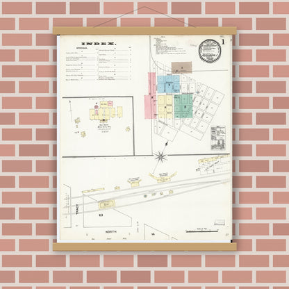 Old map wall art mockup — magnetic wood frame on brick wall — Sanborn Fire Insurance Map from Audubon, Audubon County, Iowa (1890) â€” Complete Set