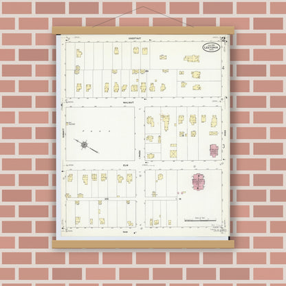 Old map wall art mockup — magnetic wood frame on brick wall — Sanborn Fire Insurance Map from Leetonia, Columbiana County, Ohio (1910), Sheet #0002