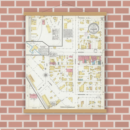 Old map wall art mockup — magnetic wood frame on brick wall — Sanborn Fire Insurance Map from Kilbourn, Columbia County, Wisconsin (1902) - Complete Map Set