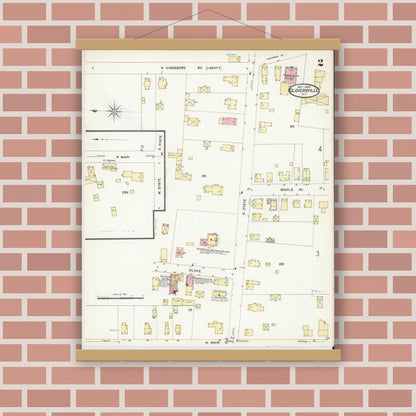 Old map wall art mockup — magnetic wood frame on brick wall — Sanborn Fire Insurance Map from Gloversville, Fulton County, New York (1907) - Complete Map Set